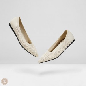 VIVAIA Philippines - VIVAIA Amy Women's Pointed-Toe Ballet Flats Cream White - ZJI-7887