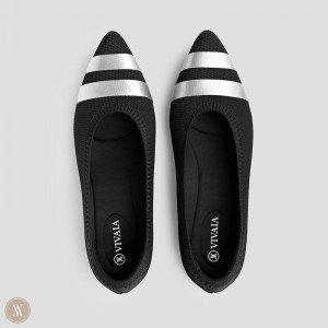 VIVAIA Philippines - VIVAIA Aria 5° Women's Pointed-Toe Ballet Flats Black Stripes - JHG-8982