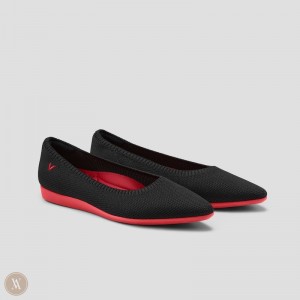 VIVAIA Philippines - VIVAIA Aria CloudWalker Women's Lightweight Pointed-Ballet Flats Black Red - MDM-1687
