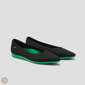 VIVAIA Philippines - VIVAIA Aria CloudWalker Women's Lightweight Pointed-Ballet Flats Black Green - OVO-6516