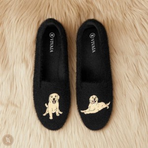VIVAIA Philippines - VIVAIA Audrey Women's Round-Toe Faux Mink-Knit Loafers Black Gold - CXZ-5999