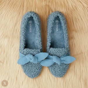 VIVAIA Philippines - VIVAIA Audrey Women's Round-Toe Recycled Faux Fur Loafers Blue - CIA-9438