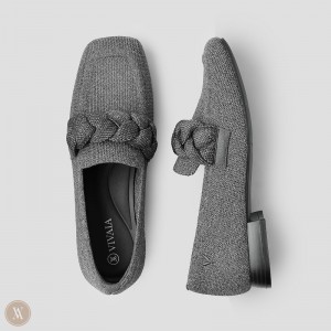 VIVAIA Philippines - VIVAIA Caitlin Women's Square-Toe Knot Loafers Grey - LBB-7827