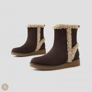 VIVAIA Philippines - VIVAIA Courtney Women's Faux Fur Ankle Booties Dark Chocolate - RBB-3901