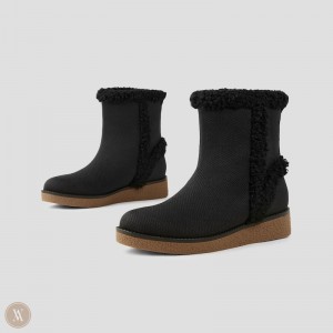 VIVAIA Philippines - VIVAIA Courtney Women's Faux Fur Ankle Booties Black - ZPZ-5266