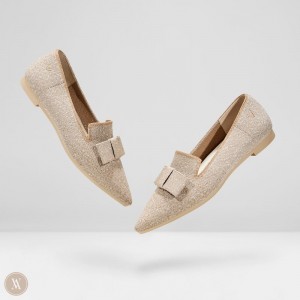 VIVAIA Philippines - VIVAIA Donna Women's Pointed-Toe Bow Loafers Khaki - DUJ-3707