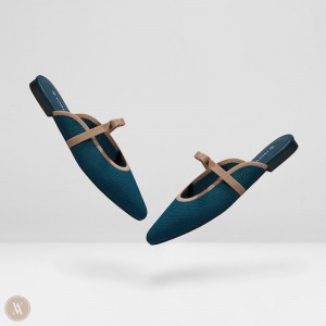 VIVAIA Philippines - VIVAIA Elsie Women's Pointed-Toe Bow Mules Deep peacock - JQM-7927