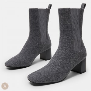 VIVAIA Philippines - VIVAIA Gemma Women's Square-Toe Heeled Boots Grey - MRY-1785