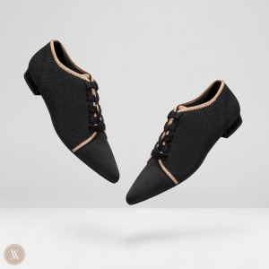 VIVAIA Philippines - VIVAIA Grace Women's Pointed-Toe Lace-Up Oxfords Black - QRM-1295
