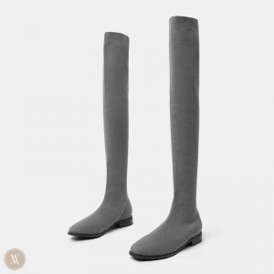 VIVAIA Philippines - VIVAIA Happer Women's Square-Toe Over-the-Knee Boots Grey - KQI-3221