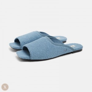 VIVAIA Philippines - VIVAIA Helen Women's Square-Toe Fluffy Slides Turquoise Blue - RKY-3271