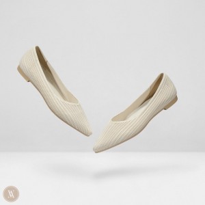VIVAIA Philippines - VIVAIA Macy Women's Pointed-Toe Stripe Flats Cream White - BUA-1368