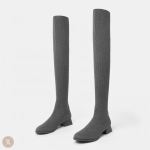 VIVAIA Philippines - VIVAIA Madeline Women's Round-Toe Over-the-Knee Boots Grey - LVO-8793