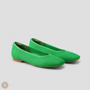 VIVAIA Philippines - VIVAIA Margot 2.0 Women's Square-Toe V-Cut Flats Green - UBZ-0014