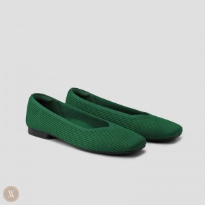 VIVAIA Philippines - VIVAIA Margot 2.0 Women's Square-Toe V-Cut Flats Green - HYN-2336