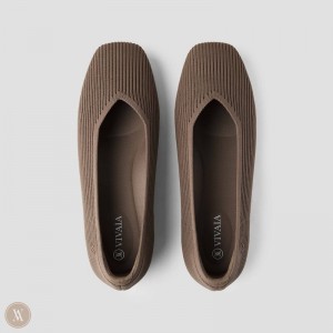 VIVAIA Philippines - VIVAIA Margot 2.0 Women's Square-Toe V-Cut Flats Espresso - KXD-5798