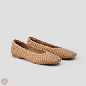 VIVAIA Philippines - VIVAIA Margot 2.0 Women's Square-Toe V-Cut Flats Nutmeg - BEY-1071