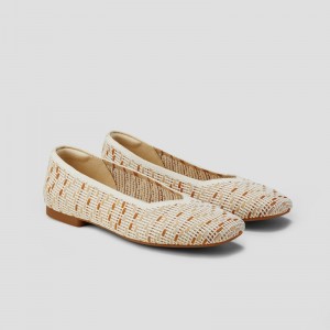 VIVAIA Philippines - VIVAIA Margot 2.0 Women's Square-Toe V-Cut Flats Nature Crochet - KGI-8595