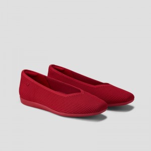 VIVAIA Philippines - VIVAIA Margot Walker Women's Lightweight Square-Toe V-Cut Flats Red - RND-3526