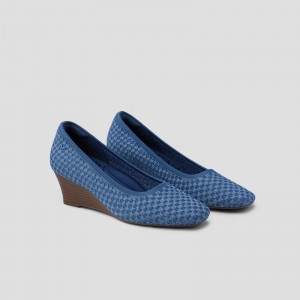 VIVAIA Philippines - VIVAIA Margot Wedge Pro Women's Square-toe Wedge Denim Woven - RMO-6143