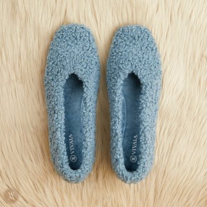 VIVAIA Philippines - VIVAIA Margot Women's Square-Toe Recycled Faux Fur Flats Denim - GQX-5577