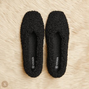 VIVAIA Philippines - VIVAIA Margot Women's Square-Toe Recycled Faux Fur Flats Black - UMA-4581
