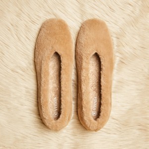 VIVAIA Philippines - VIVAIA Margot Women's Square-Toe Recycled Mink Faux Fur Flats Nutmeg - OYT-4176