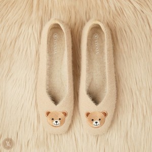 VIVAIA Philippines - VIVAIA Margot Women's Squared-Toe Faux Mink-Knit Flats Latte - Bear - GXU-3959