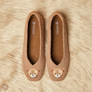 VIVAIA Philippines - VIVAIA Margot Women's Squared-Toe Terry Knit Flats Nutmeg - Bear - QLA-6588