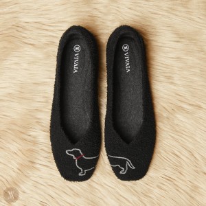 VIVAIA Philippines - VIVAIA Margot Women's Squared-Toe Terry Knit Flats Black - CVZ-1572