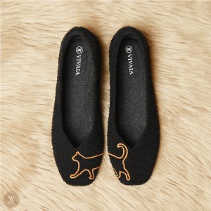 VIVAIA Philippines - VIVAIA Margot Women's Squared-Toe Terry Knit Flats Black - MCZ-3918