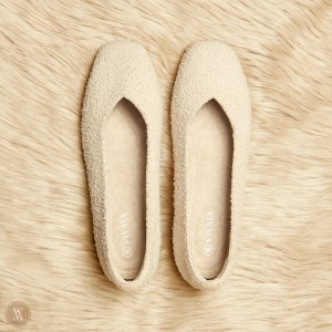 VIVAIA Philippines - VIVAIA Margot Women's Squared-Toe Terry Knit Flats Cream White - PMV-7087