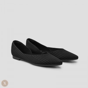 VIVAIA Philippines - VIVAIA Melia Women's Pointed-Toe Striped Flats Black - OQZ-9146