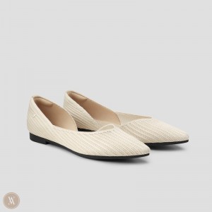 VIVAIA Philippines - VIVAIA Melia Women's Pointed-Toe Striped Flats Cream White - DVE-9811