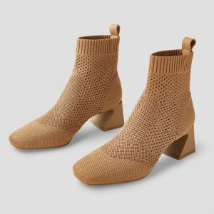 VIVAIA Philippines - VIVAIA Melissa Women's Perforated Block Heel Boots Nut Me - SQM-1992