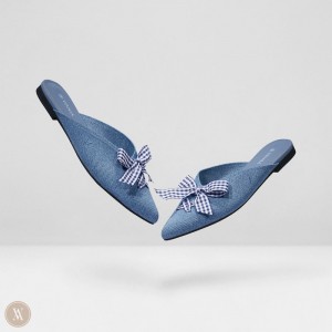 VIVAIA Philippines - VIVAIA Molly Women's Pointed-Toe Bow Mules Grey Blue - MNC-8442