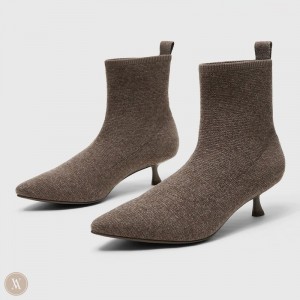 VIVAIA Philippines - VIVAIA Naomi Women's Pointed-Toe Heeled Boots coffee Grey - OCT-6671