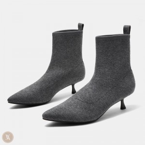 VIVAIA Philippines - VIVAIA Naomi Women's Pointed-Toe Heeled Boots Grey - CJC-3881