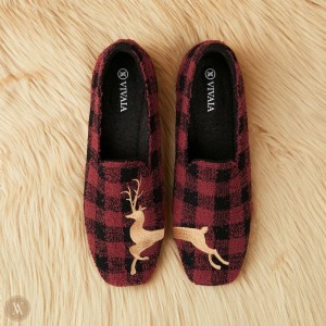VIVAIA Philippines - VIVAIA Samantha Women's Squared-Toe Terry Knit Loafers Red - MVX-6978
