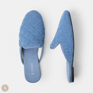 VIVAIA Philippines - VIVAIA Sherry Women's Round-Toe Quilted Mules Blue - CUE-2120
