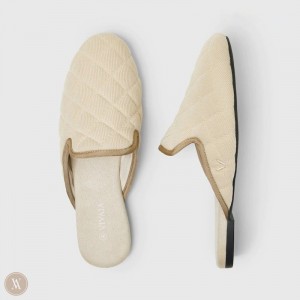 VIVAIA Philippines - VIVAIA Sherry Women's Round-Toe Quilted Mules Cream White - PYO-5229