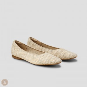 VIVAIA Philippines - VIVAIA Tamia 2.0 Women's Almond-Toe Ballet Flats Sand Woven - CCE-8651