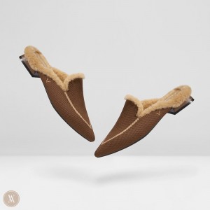 VIVAIA Philippines - VIVAIA Tina Women's Pointed-Toe Heeled Fluffy Mules coffee Brown - OJQ-7634